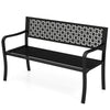 127CM Garden Bench with Patterned Backrest and Curved Armrests2-3-Person Patio Bench-Black