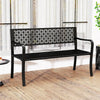 127CM Garden Bench with Patterned Backrest and Curved Armrests2-3-Person Patio Bench-Black