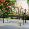 129CM Metal Garden Bench Patio Slatted Bench for 2-3 People-Black