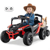 12V Kids Ride On UTV Tractor with Detachable Trailer-Red