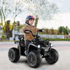 12V Electric Powered Quad Vehicle with Spring Suspension Oversized Wheels and Storage Basket-Black