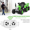 12V Kids Ride On Tractor with Trailer Music and LED Lights-Green
