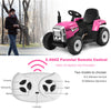 12V Kids Ride On Tractor with Trailer Music and LED Lights-Pink