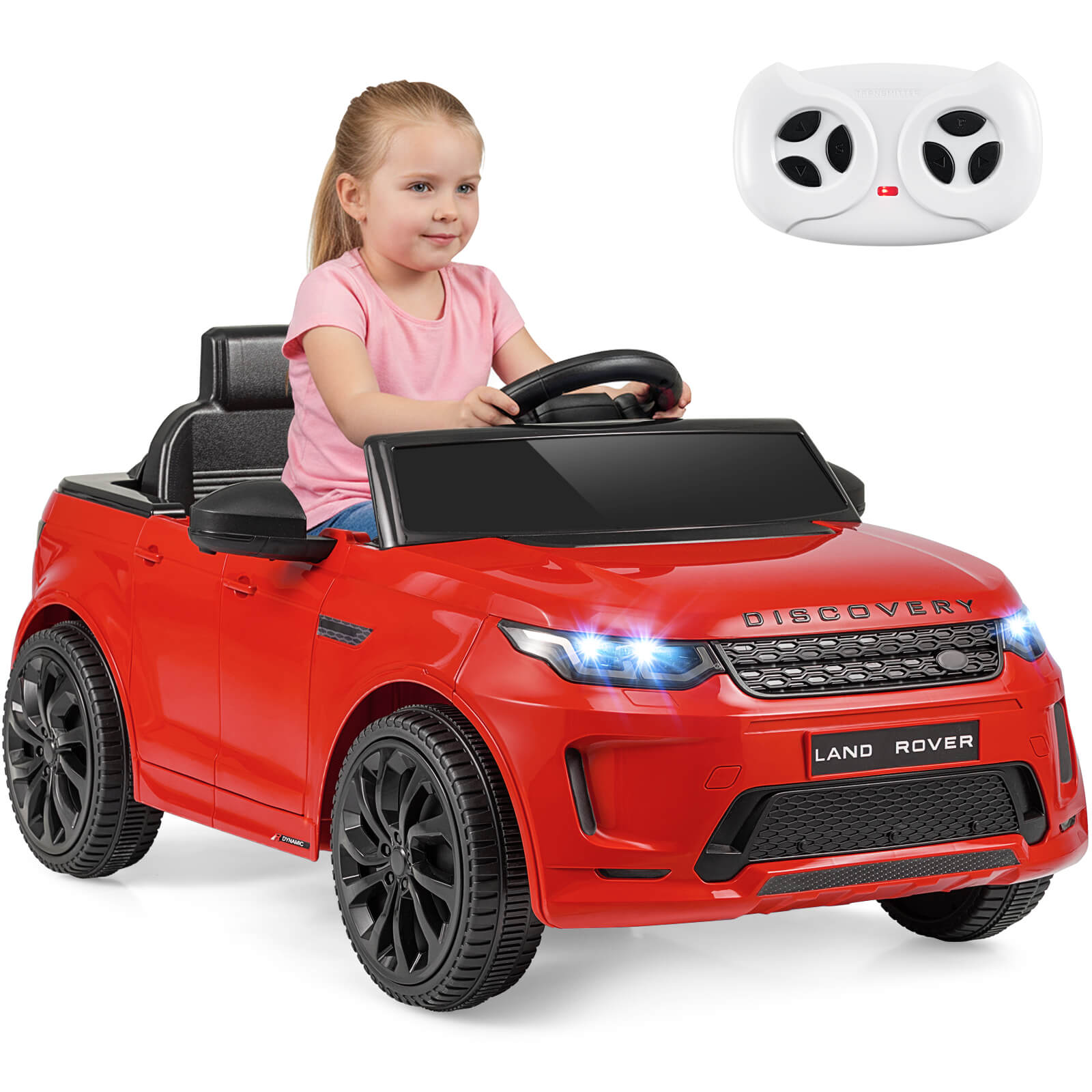 12V Ride on Car with Remote Control and Music Licensed Land Rover-Red