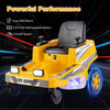 12V Ride on Lawn Mower for Kids with Dual Control Sticks and LED Lights-Yellow