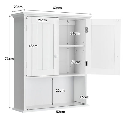 Wall Mounted Bathroom Storage Cabinet with Adjustable Shelf-White