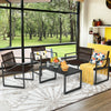 4 Piece Patio Furniture Set with Loveseat Single Chairs and Table