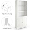 Wooden Tall Bookcase with 3-Tier Storage Cabinet-White