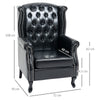 HOMCOM Wingback Accent Chair Tufted Chesterfield-style Armchair with Nail Head Trim for Living Room Bedroom Black