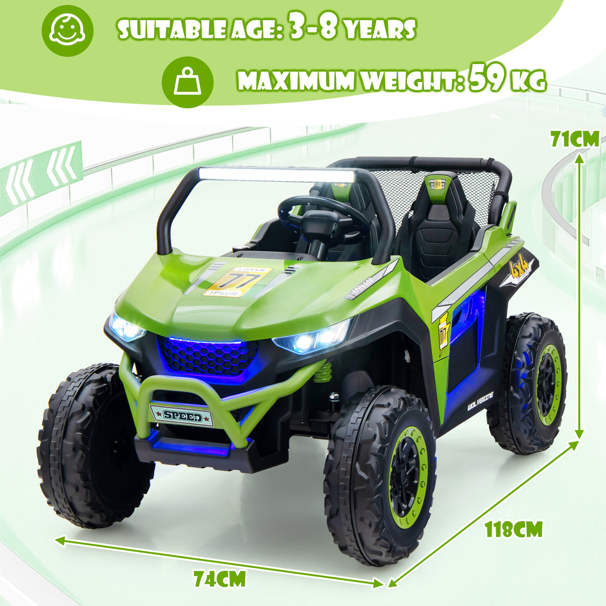 12V Battery Powered Electric Car in Green