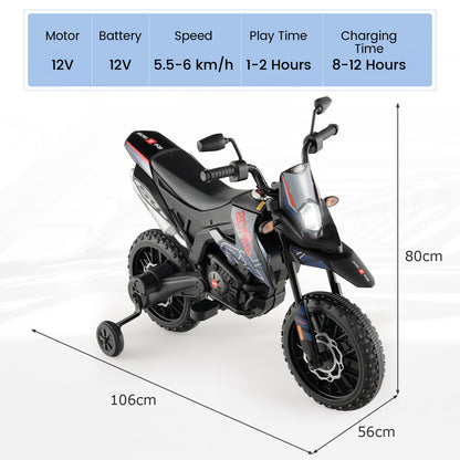 Navy kids electric motorbike with dimensions shown