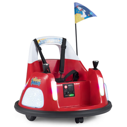 12V Bumper Car for Kids with Remote Control and Lighting Modes-Red, a fun ride-on toy with a flag