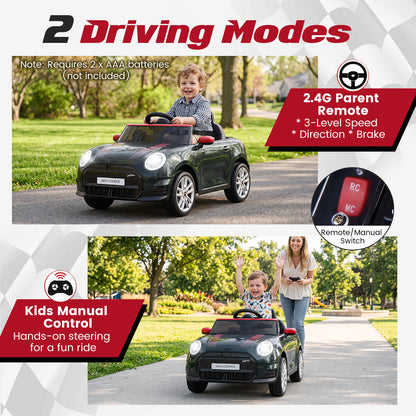Two driving modes are shown for the kids electric car, remote and manual