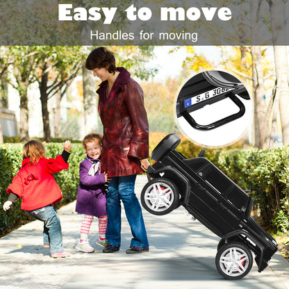Black electric car being pulled along by a handle for easy movement