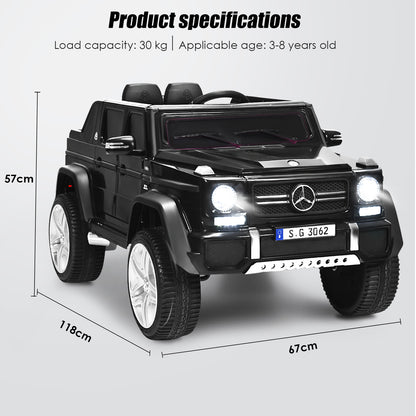 Black electric car with dimensions labelled for height, width and length