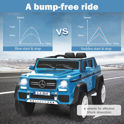 The kids electric car shown with graphs comparing slow start and stop to sudden movement