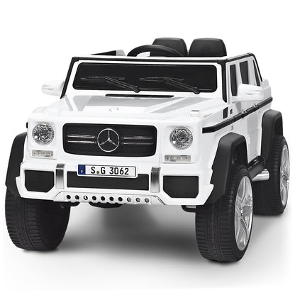 12V Electric Kids Ride On Car in white with black trim and large wheels