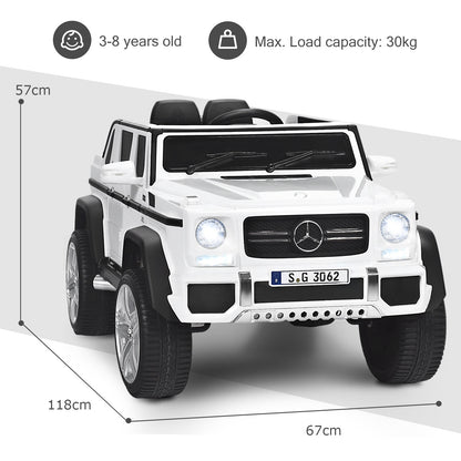 The kids electric car shown with dimension lines and age suitability