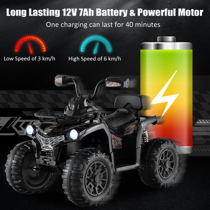 The 12V electric quad bike with battery life indicator and speed settings