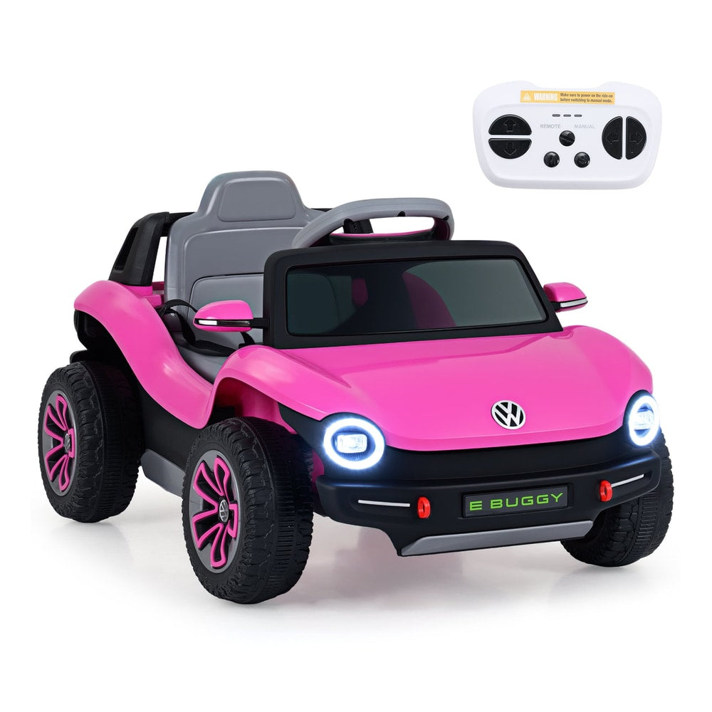 12V Kids Electric Car Licensed Volkswagen in pink with remote control and LED headlights