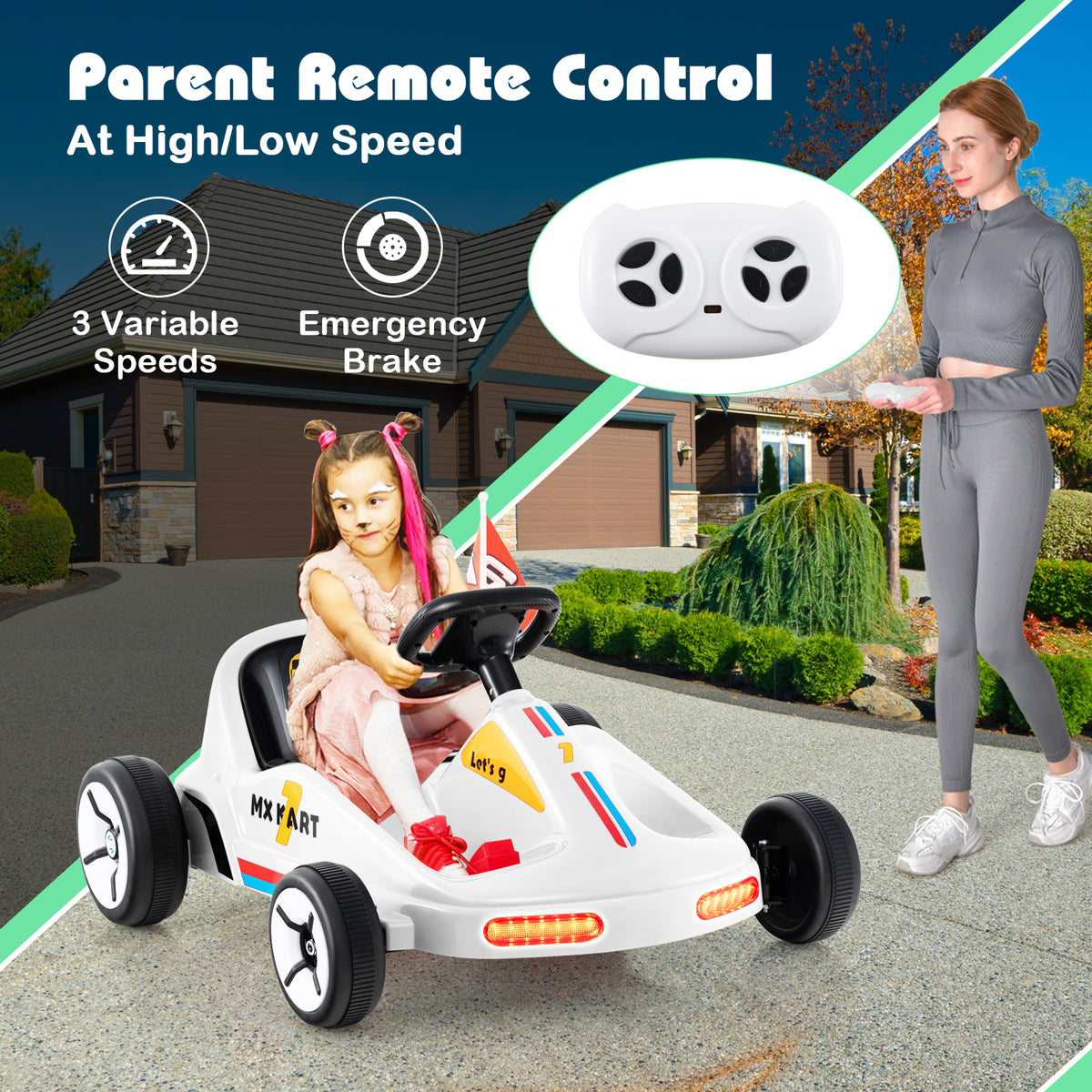 Parent remote control for the kids electric go kart