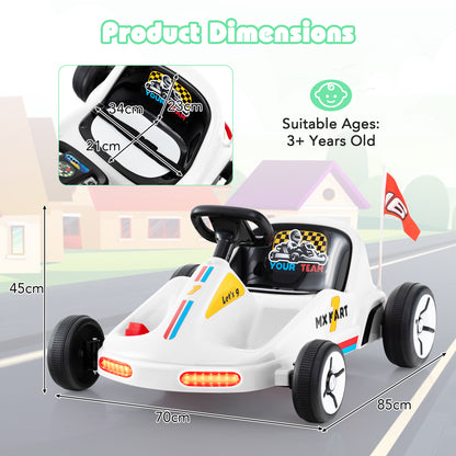 Dimensions diagram of the white kids electric go kart