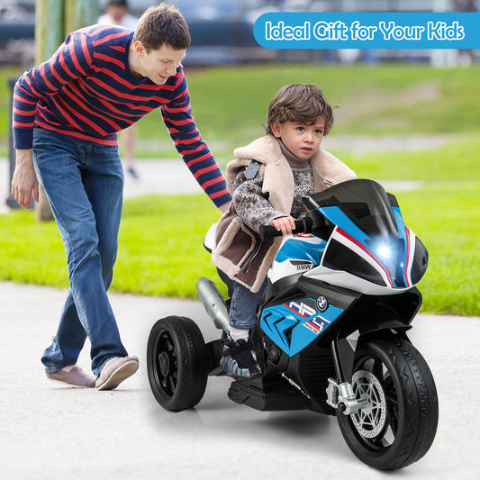 12V Kids Motorcycle Ride-On Toy with Music and Headlight in Blue