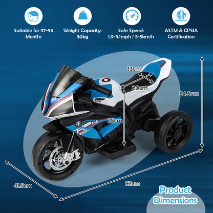 12V Kids Motorcycle Ride-On Toy with Music and Headlight in Blue
