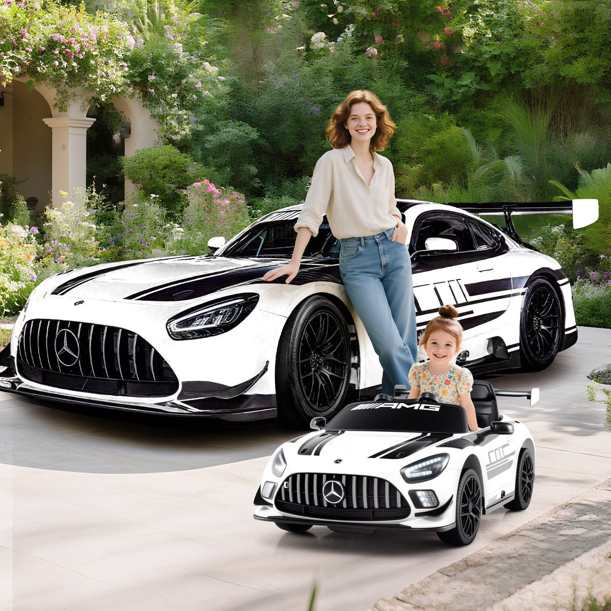 12V Kids Powered Ride on Car Benz GT3 in White