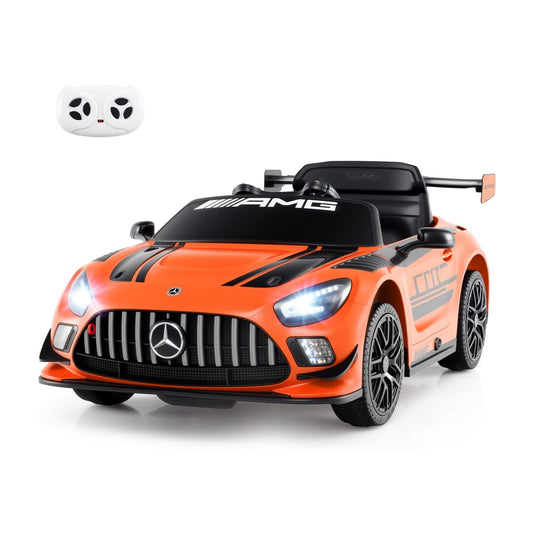 12V Kids Powered Ride on Car Benz GT3 in orange with a spoiler and remote control