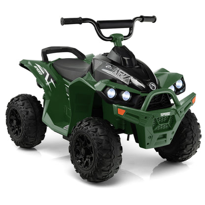 12V Kids Ride On ATV in green with LED lights and chunky tyres