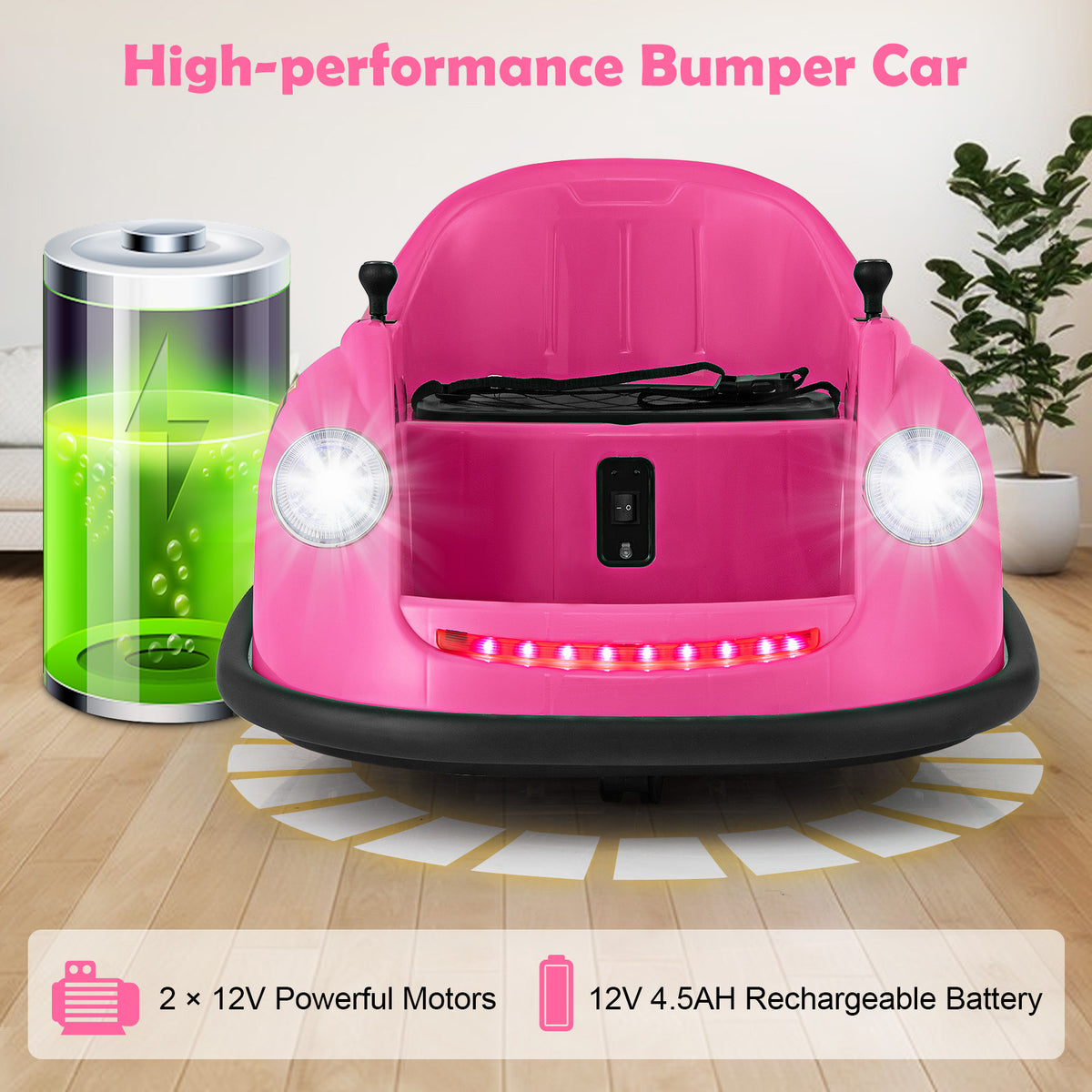 12V Kids Ride on Bumper Car in Pink