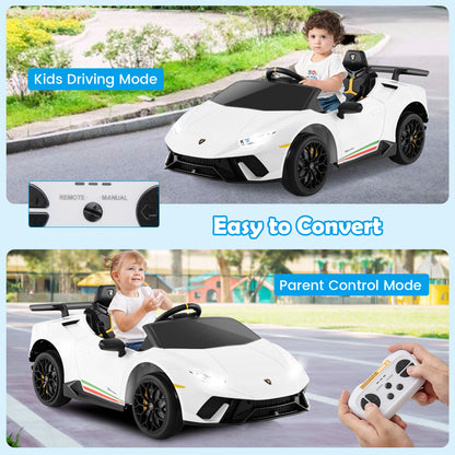 Kids electric car Lamborghini shown in kids driving mode and parent control mode