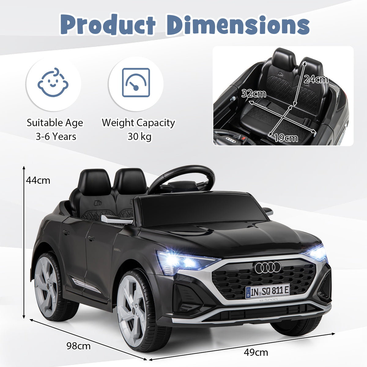 12V Kids Ride On Car in Black