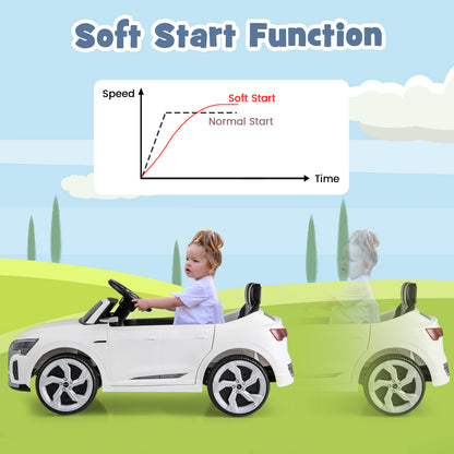 12V Kids Ride On Car, the electric car demonstrating the soft start function with a young child driving