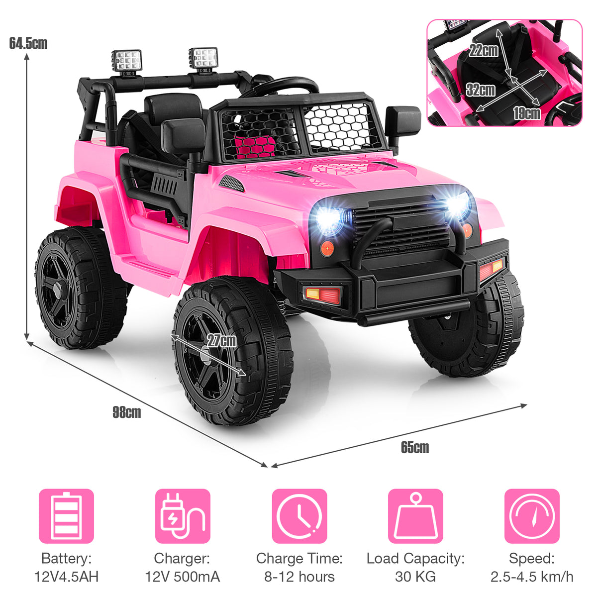 12V Kids Ride on Car in Pink