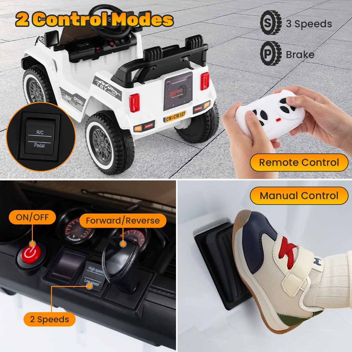 12V Kids Ride on Car in White