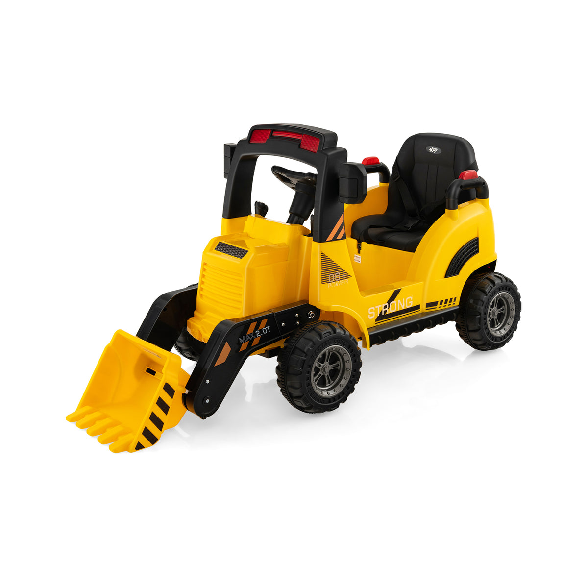 12V Kids Ride On Construction Tractor with electric bucket and music in yellow
