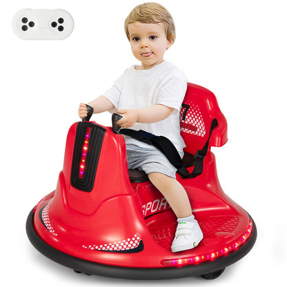 The kids electric car being operated by a young boy sitting in the seat