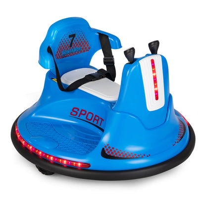 12V Kids Ride On Electric Bumper Car in blue with a seat and joysticks