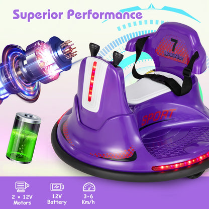 Close up of the motor and battery for the purple electric bumper car