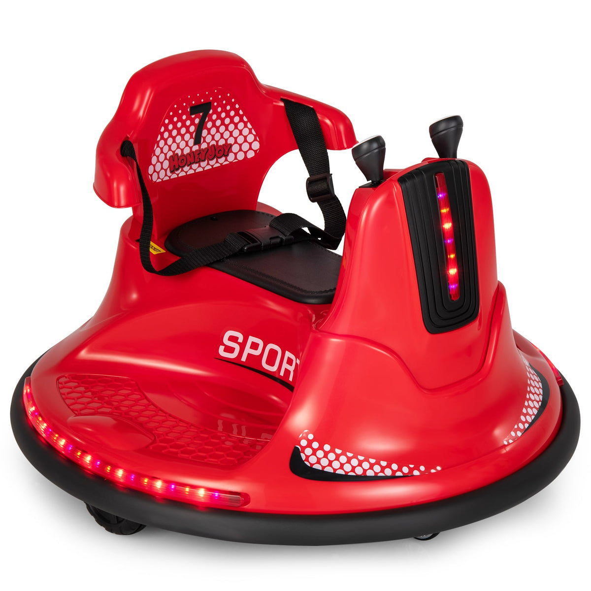 12V Kids Ride On Electric Bumper Car in red with a seat and dual joysticks