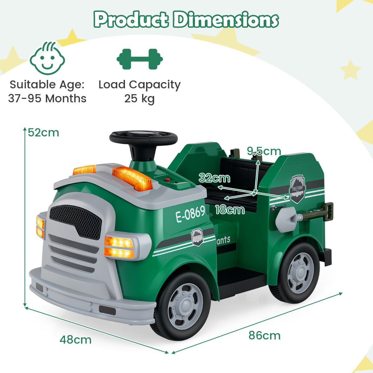 12V Kids Ride on Fire Truck in Green