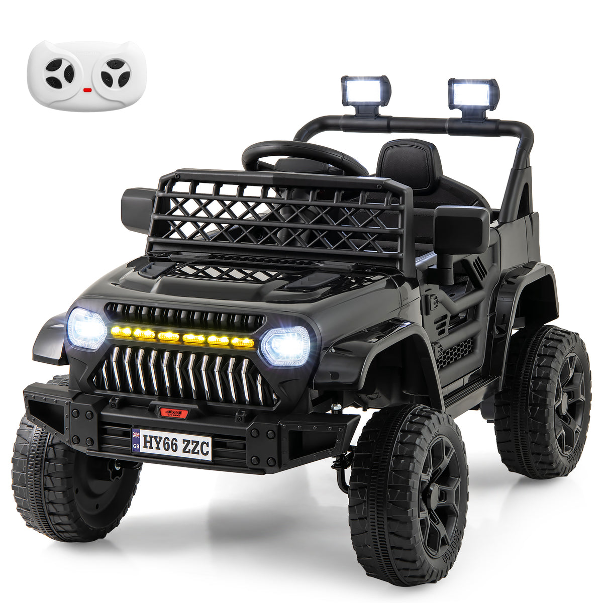 12V Kids Ride on Truck Battery Powered Car in black with parental remote control