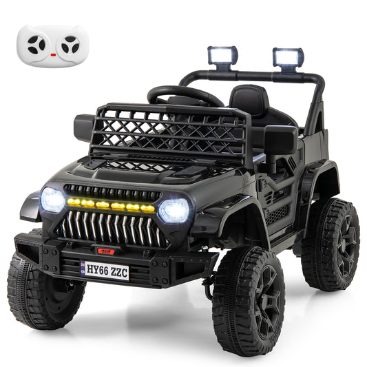 12V Kids Ride on Truck Battery Powered Car in black with parental remote control