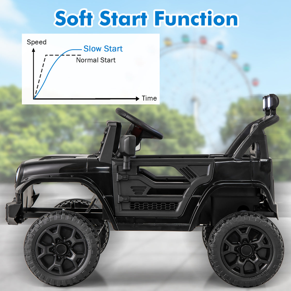 12V Kids Ride on Truck Battery Powered Car in Black