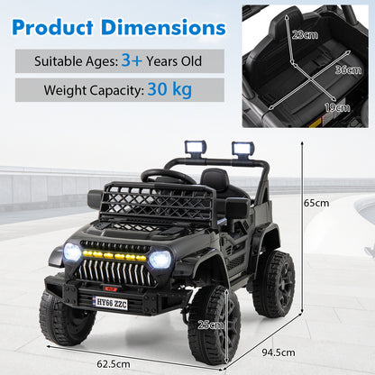 12V Kids Ride on Truck Battery Powered Car in Black