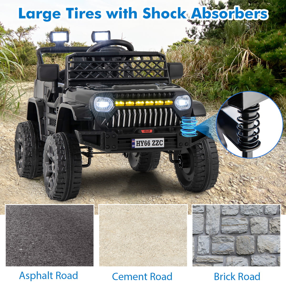 12V Kids Ride on Truck Battery Powered Car in Black
