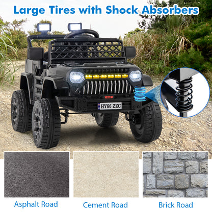 12V Kids Ride on Truck Battery Powered Car in Black