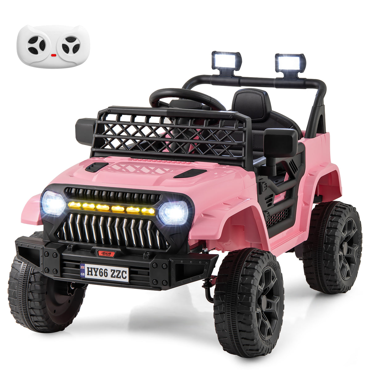 12V Kids Ride on Truck Battery Powered Car in pink with parental remote control